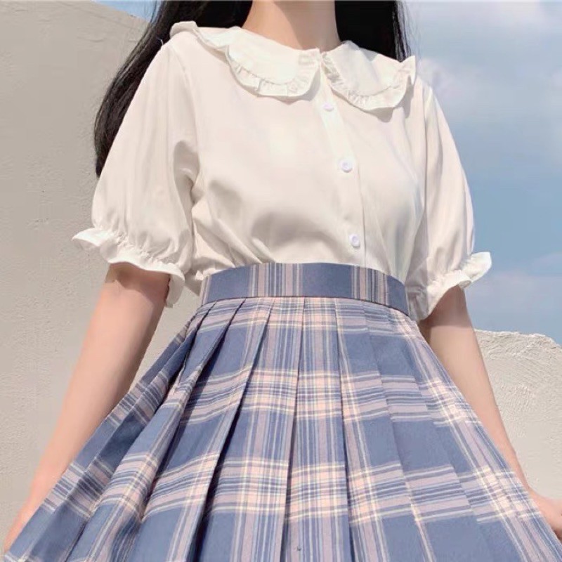 [có sẵn] Áo sơmi blouse JK Lolita tay bồng cổ sen