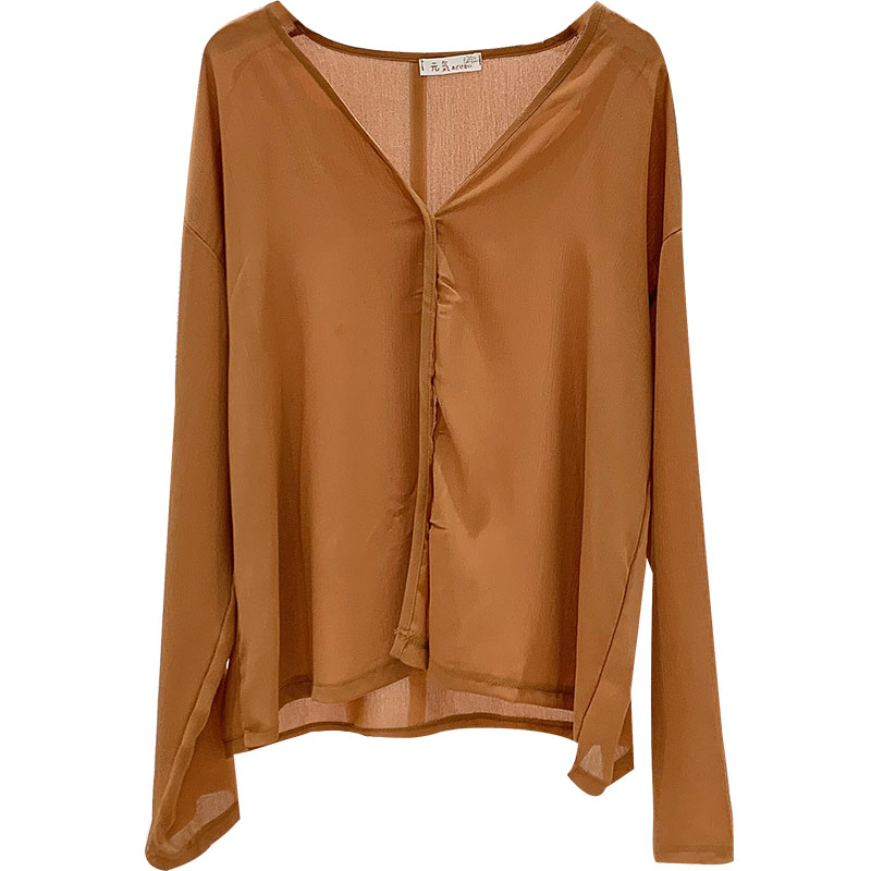 Áo Sơ Mi Dáng Rộng Màu Trơn Cổ V Gợi Cảm Quyến Rũ Thời Trang Hàn Quốc