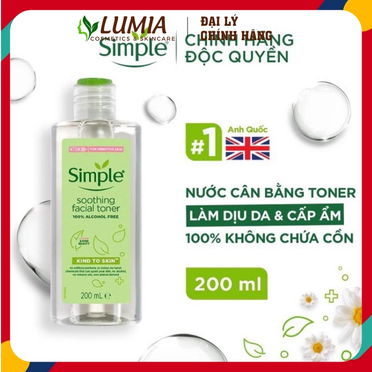 Simple Toner Nước hoa hồng Soothing Facial Toner Simple Cân Bằng Ẩm Cho Da Nhạy Cảm Da Khô Da Dầu Mụn