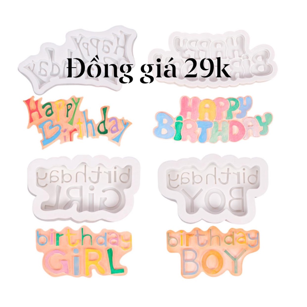 Khuôn Silicone Chữ Happy Birthday