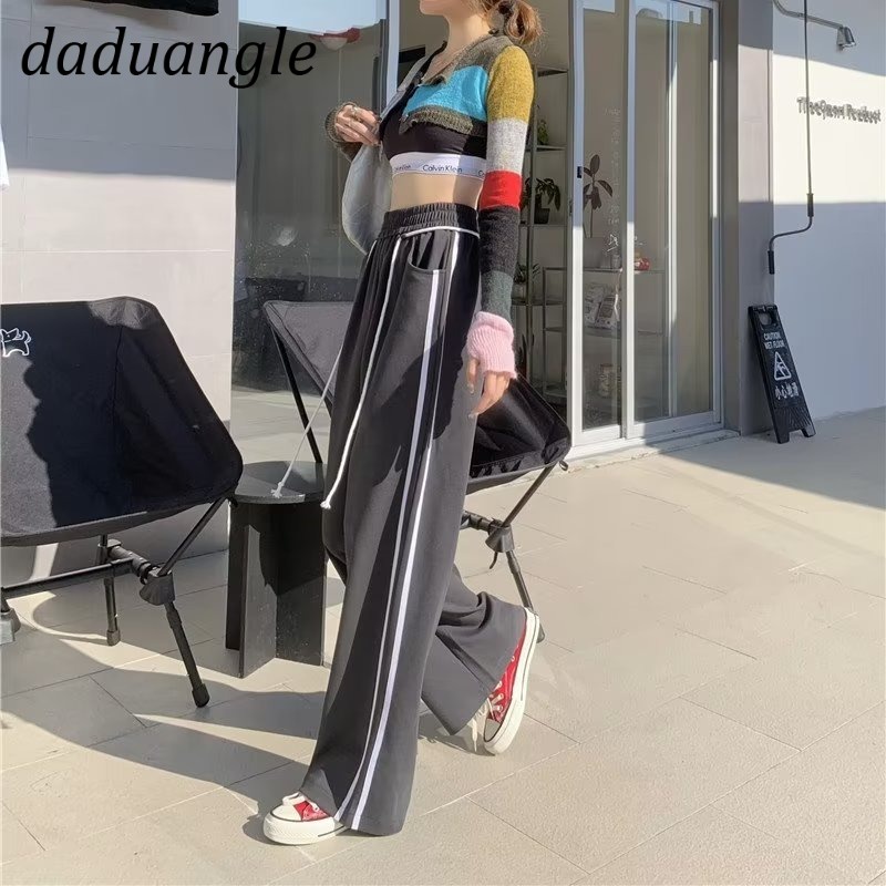 Quần dài Daduhey lưng cao dáng rộng phối dây rút phong cách thể thao thời trang cho nữ