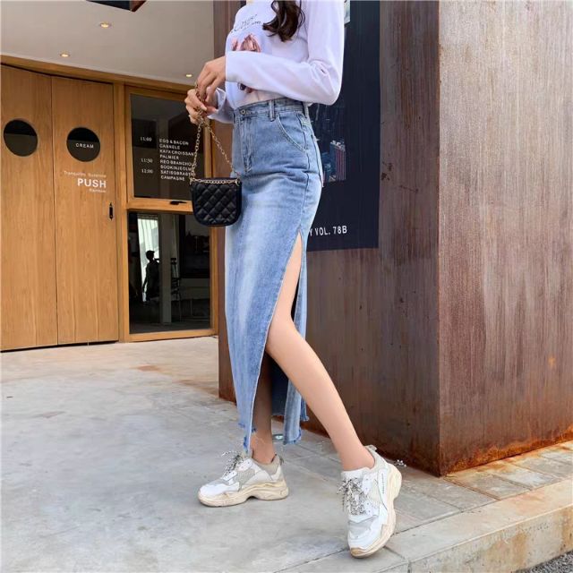 Chân váy jeans xẻ tà phong cách Hàn Quốc có bigsize | BigBuy360 - bigbuy360.vn