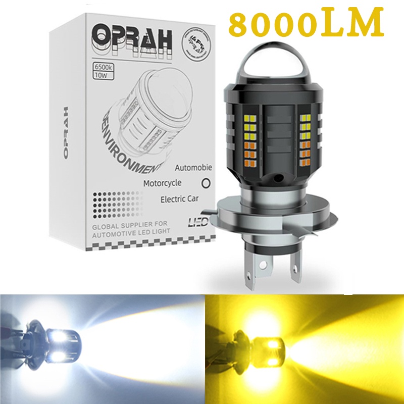 1 Đèn Pha LED T19 P15D H4 H6 BA20D Hai Màu DC12V-60V Cho Xe Mô Tô