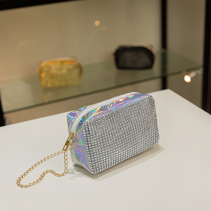 Túi Đeo Vai Hình Vuông Cỡ Nhỏ Màu Laser Lấp Lánh Cho Nữ