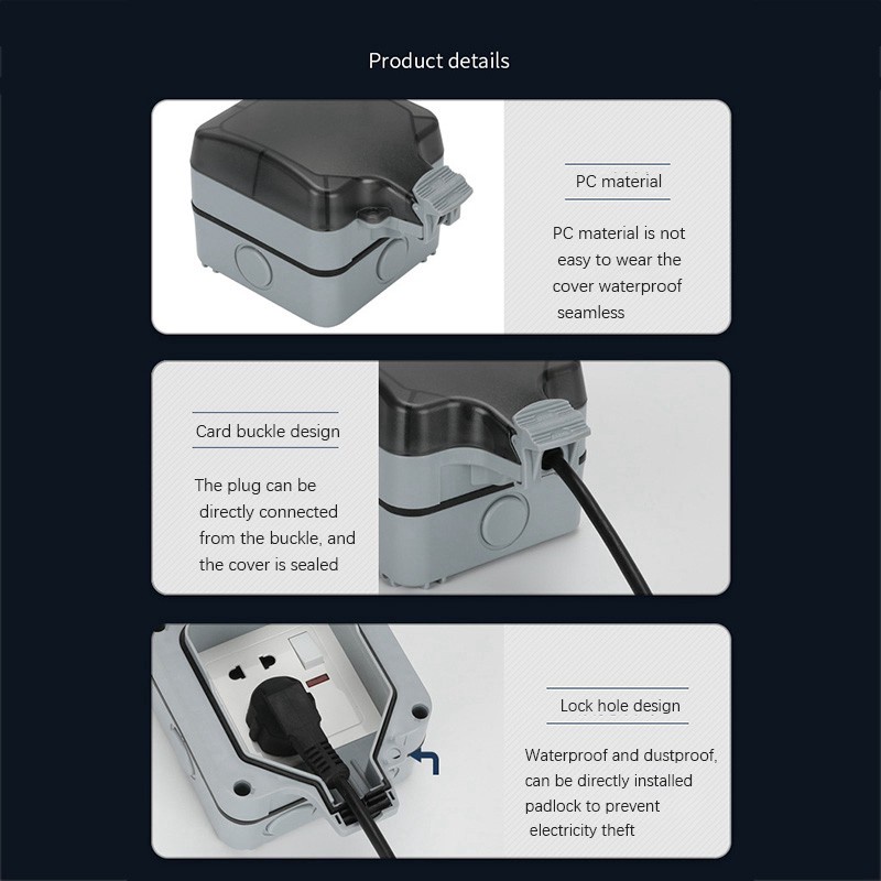 IP66 Outdoor Extension Lead 13A Waterproof Box with Switch(UK Plug)