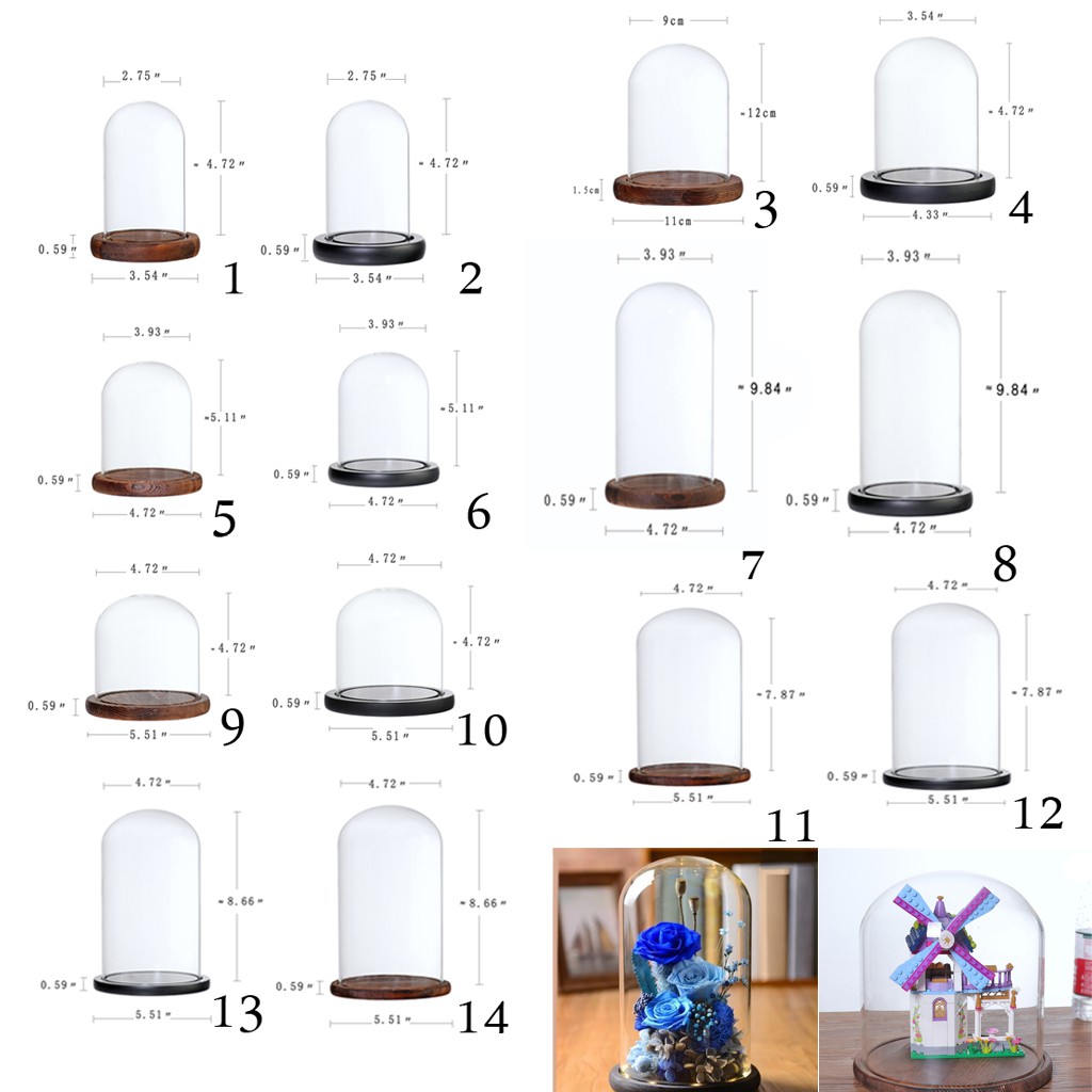 Đế gỗ có lồng thủy tinh tiện dụng cho trang trí DIY