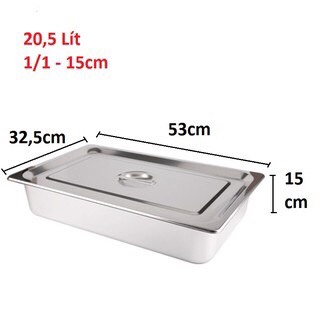Khay inox GN 1/1, khay inox 304 CAO CẤP đựng thực phẩm, khay đựng thức ăn buffet size 1/1