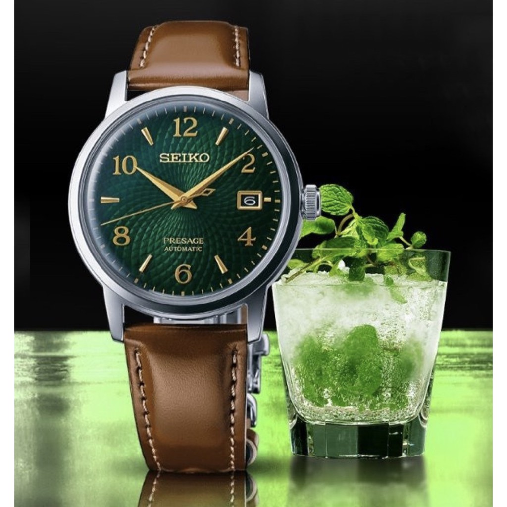 Đồng hồ Nam thương hiệu SEIKO mã sản phẩm [SRPE45J1]SEIKO PRESAGE  Cocktail Bar Mojito Guilloche Style Pattern Dial