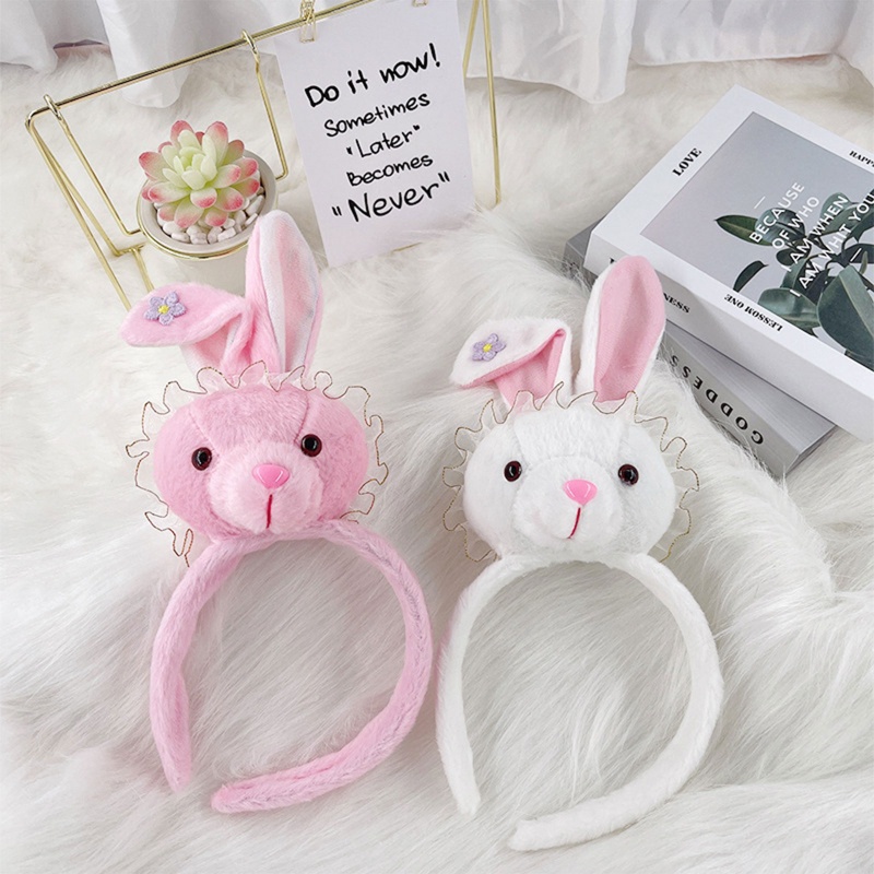 Băng Đô Tai Thỏ Phối Lông Xù Dành Cho Hóa Trang