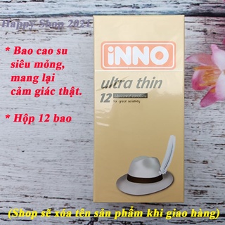Bao cao su INNO Ultrathin 12 (hộp 12 cái bcs) - bao siêu mỏng tạo cảm giác thật