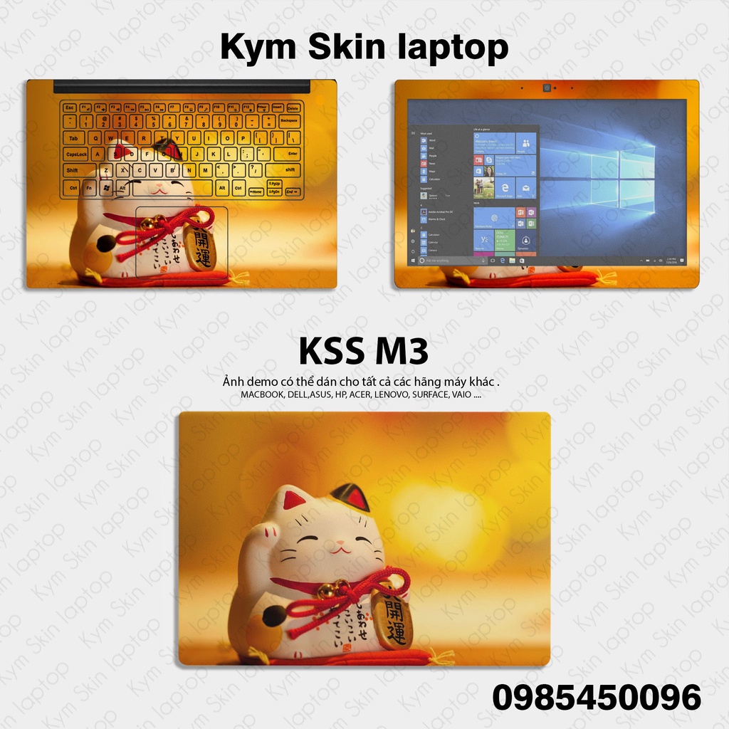 Skin Dán Laptop - MÈO THẦN TÀI - Miếng Dán Decan Laptop Cắt Sẵn Theo Từng Máy