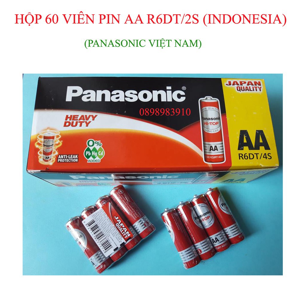 Hộp 60 viên pin AA Panasonic tiểu màu đỏ