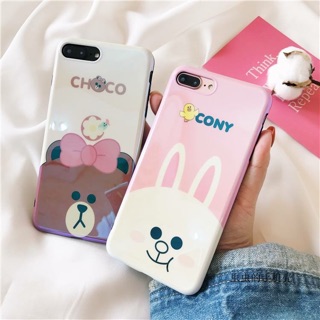 Ốp bóng xà cừ brown - cony iphone 6 plus / 7 plus / iphone X