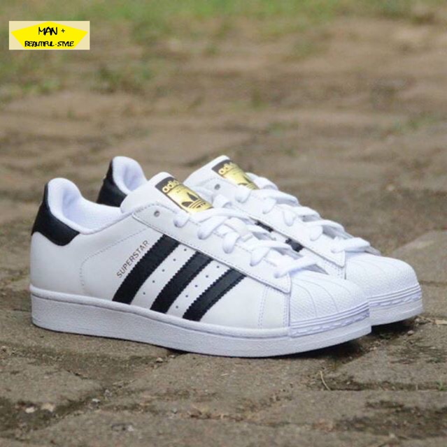 Giày thể thao adidas superstar trắng vạch đen gót đen