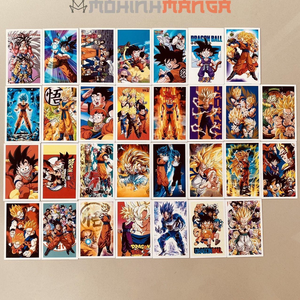 Poster card hộp 30 thẻ truyện Dragon Ball in rất đẹp lomo Bảy Viên Ngọc Rồng Son Goku Vegeta Gohan Gogeta Vegito Broly