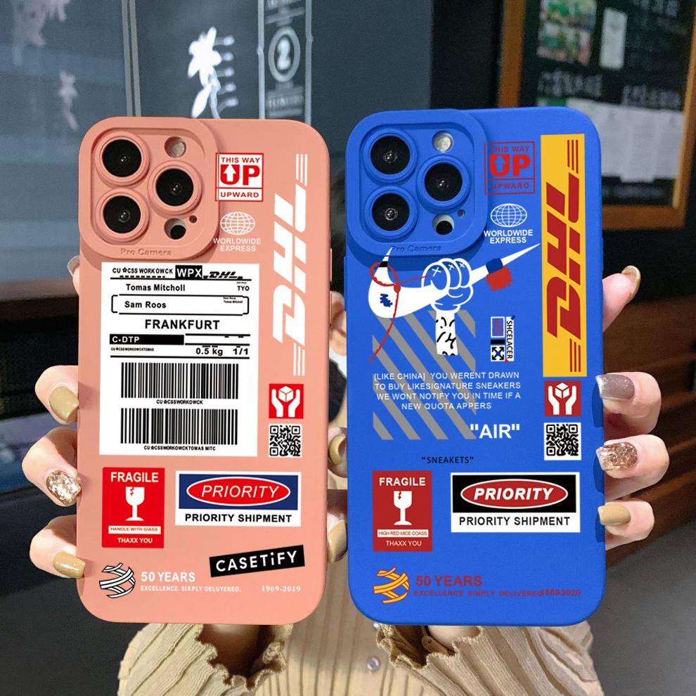Ốp Điện Thoại Họa Tiết Mã Vạch Dhl Cho iPhone 14 Plus 13 Pro Max 12 iPhone 11 XR 8 7 SE 2022
