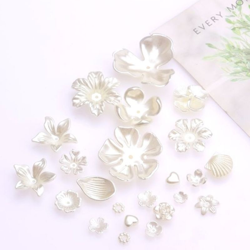 Set 10 bông hoa màu trắng ngọc - Nguyên liệu làm cài tóc cô dâu, cài tóc cổ trang thủ công, handmade DIY