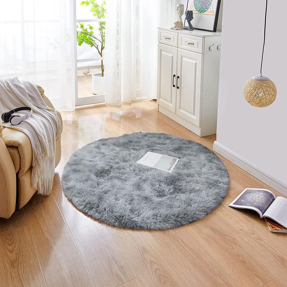 Tấm thảm trải sàn len lụa hình tròn nhuộm màu loang dành cho phòng ngủ