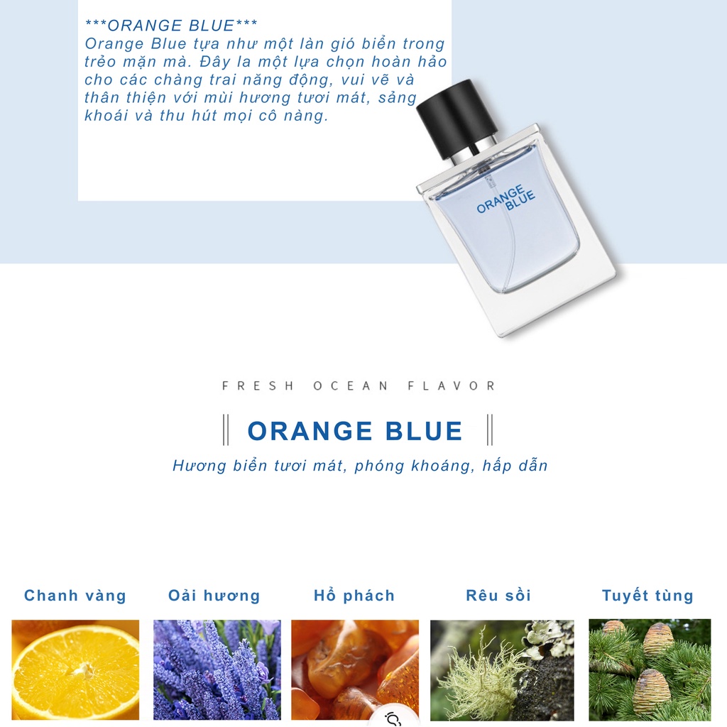 Nước hoa Nam Orange Blue và Terre Grass 50ml hương thơm tươi mát và lôi cuốn