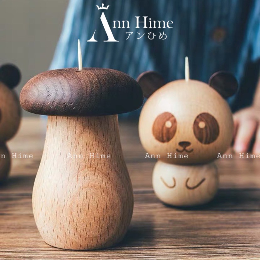 Hộp đựng tăm, hũ đựng tăm gỗ óc chó hình cây nấm cao cấp nhập khẩu