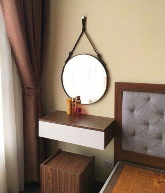 FREE SHIP- Bàn trang điểm treo tường 1 hộc kéo,KT D60xS30cm, tặng kèm phụ kiện