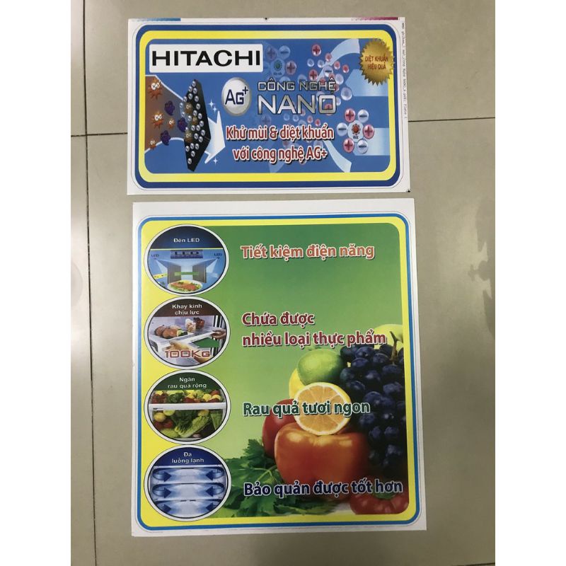 combo 5 tem dán tủ lạnh Hitachi