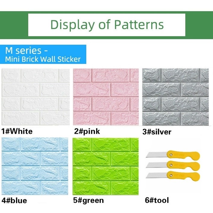 Giấy dán tường bằng xốp 3D tự dính chống thấm nước/ chống va chạm trang trí nhà cửa 35x30cm