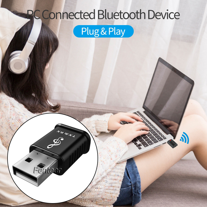 [FENTEER]2in1 USB Bluetooth 5.0 Transmitter Receiver AUX Audio Adapter for TV/PC/Car