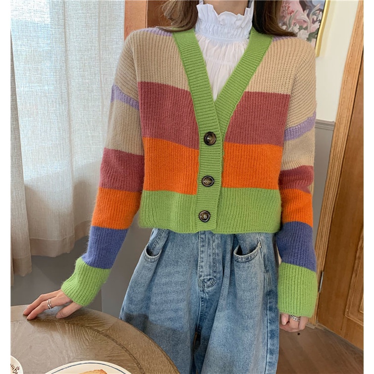 Áo Khoác cardigan Dệt Kim Tay Dài Cổ Chữ V Thời Trang Mùa Xuân Mới Cho Nữ