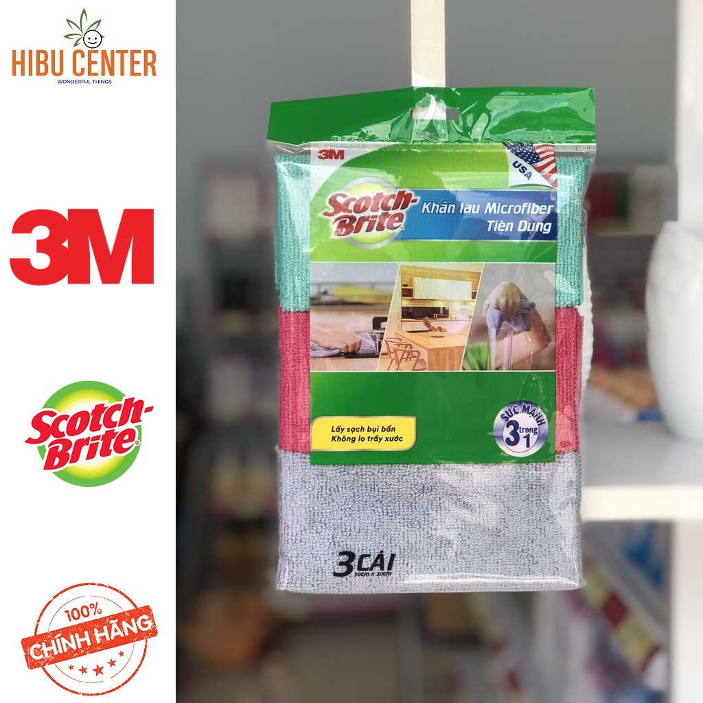 Khăn Lau Bếp Microfiber Tiện Dụng Scotch-Brite 3M 30x30cm – Lấy Sạch Bụi Bẩn, Không Lo Trầy Xước, Sức Mạnh 3 Trong 1