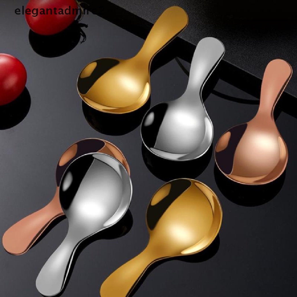 Muỗng Múc Kem / Gia Vị Mini Bằng Thép Không Gỉ Tay Cầm Ngắn