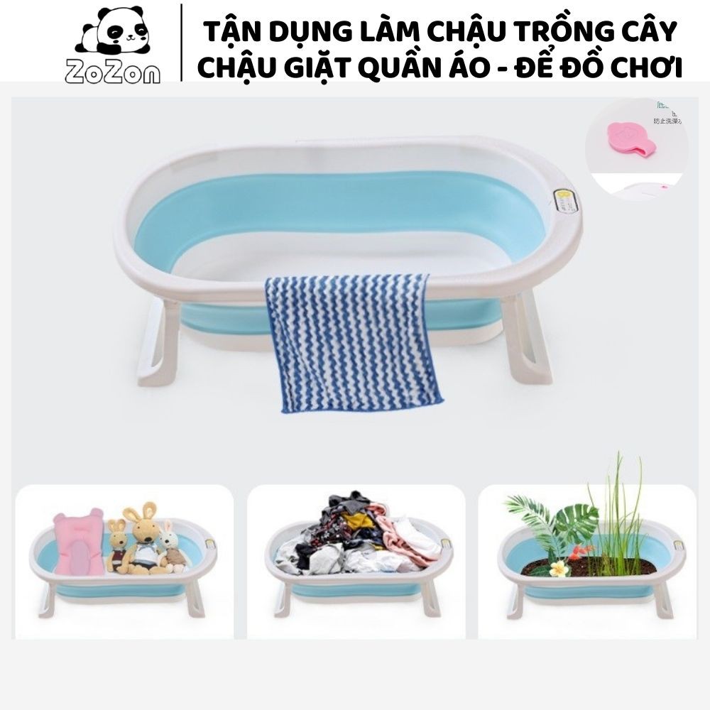 Chậu Tắm Cho Bé Thau Tắm Bé Gấp Gọn Báo Nhiệt Kèm Phao Cho Trẻ Sơ Sinh Hàng Chính Hãng Phối Bởi Zozon
