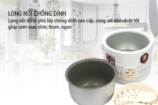 [Mã ELHADEV giảm 4% đơn 300K] ❤️Nồi Cơm Điện Nắp Gài Midea MR-CM1824 Giữ Ấm Được 6H