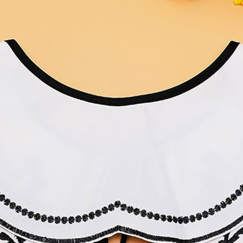 Yoioi Khăn Choàng Cổ Thêu Hoa Hồng Trắng Đen Tháo Rời Được Trang Trí Cho Nữ