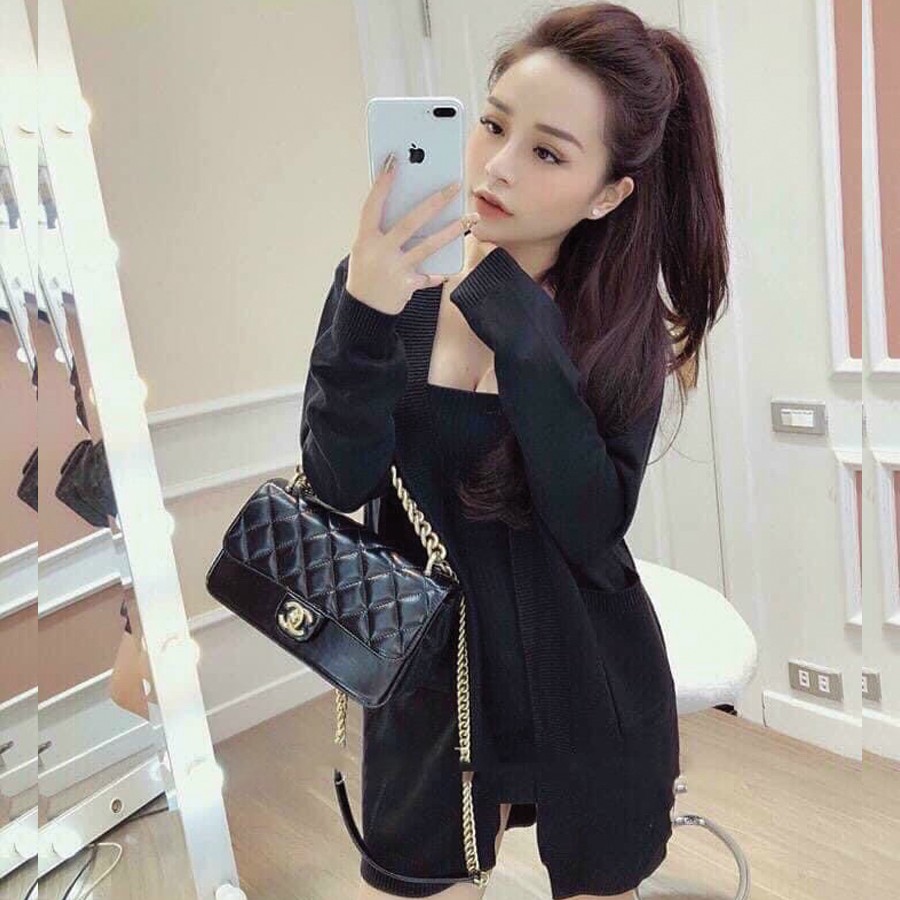 Áo Khoác Nữ Cardigan Len Dáng Dài TEMA - Áo Khoác Len Túi Phong Cách Hàn Quốc | BigBuy360 - bigbuy360.vn