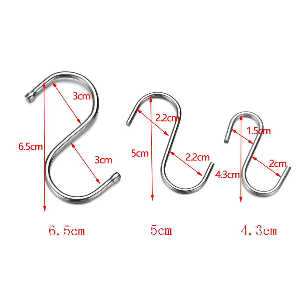 Set 5/10/20 Móc Treo Đồ Hình Chữ S Bằng Thép Không Gỉ Tiện Dụng Cho Nhà Bếp/Phòng Tắm