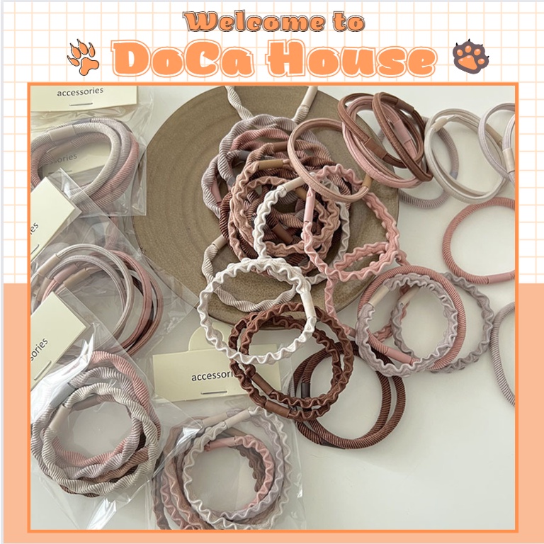 Dây Buộc Tóc Doca, Set 5 Dây Chun Buộc Tóc Co Dãn Thời Trang Hàn Quốc
