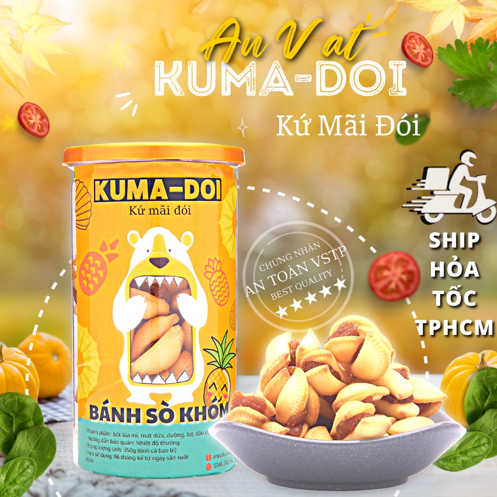 Đồ ăn vặt Bánh sò khóm thơm KUMA-DOI 160g ăn vặt tuổi thơ Sài Gòn ngon rẻ
