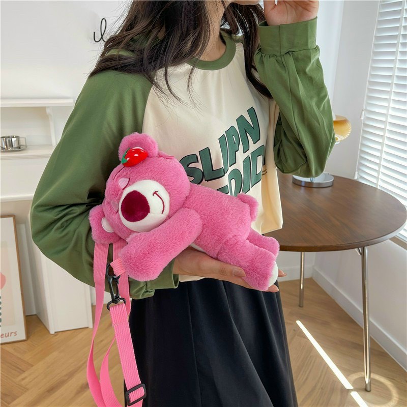 【Hàng giao ngay】Túi Đeo Chéo Hình Gấu Bông Màu Hồng Dễ Thương Cho Nữ FREE SHIP DC288
