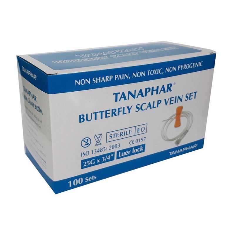 Bộ kim cánh bướm TANAPHAR (Kim số: 23G x 3⁄4&quot;, 25G x 3⁄4&quot;- có khóa (100 cái )