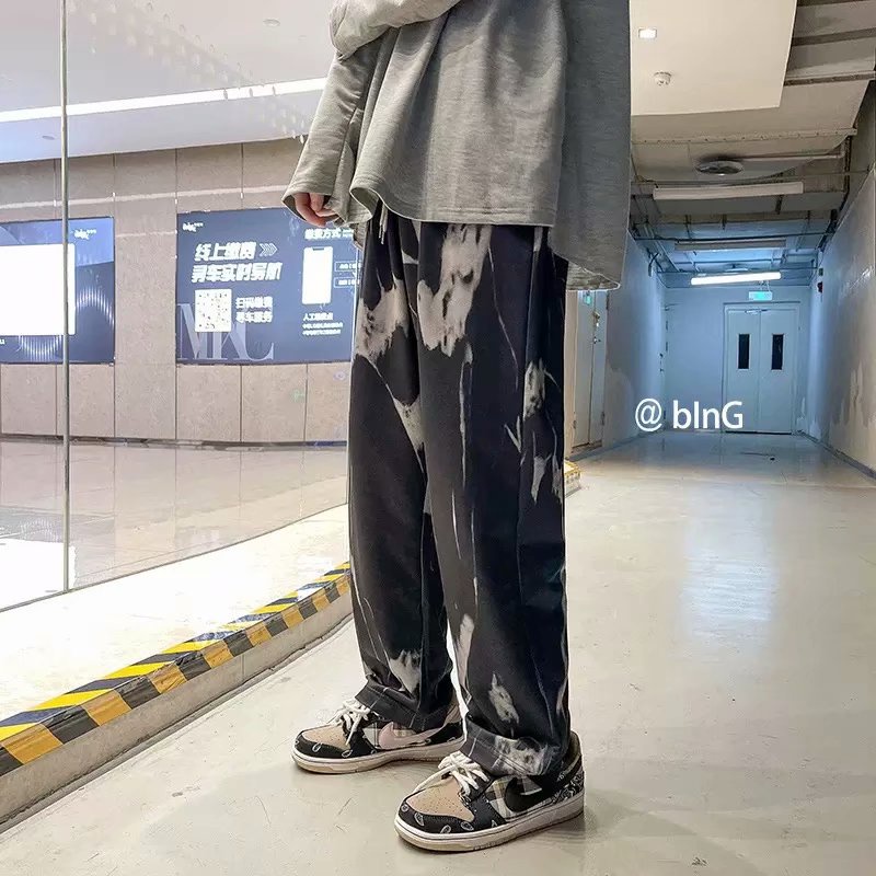 Quần ống rộng in họa tiết thời trang độc đáo phong cách Hàn Quốc cho nam