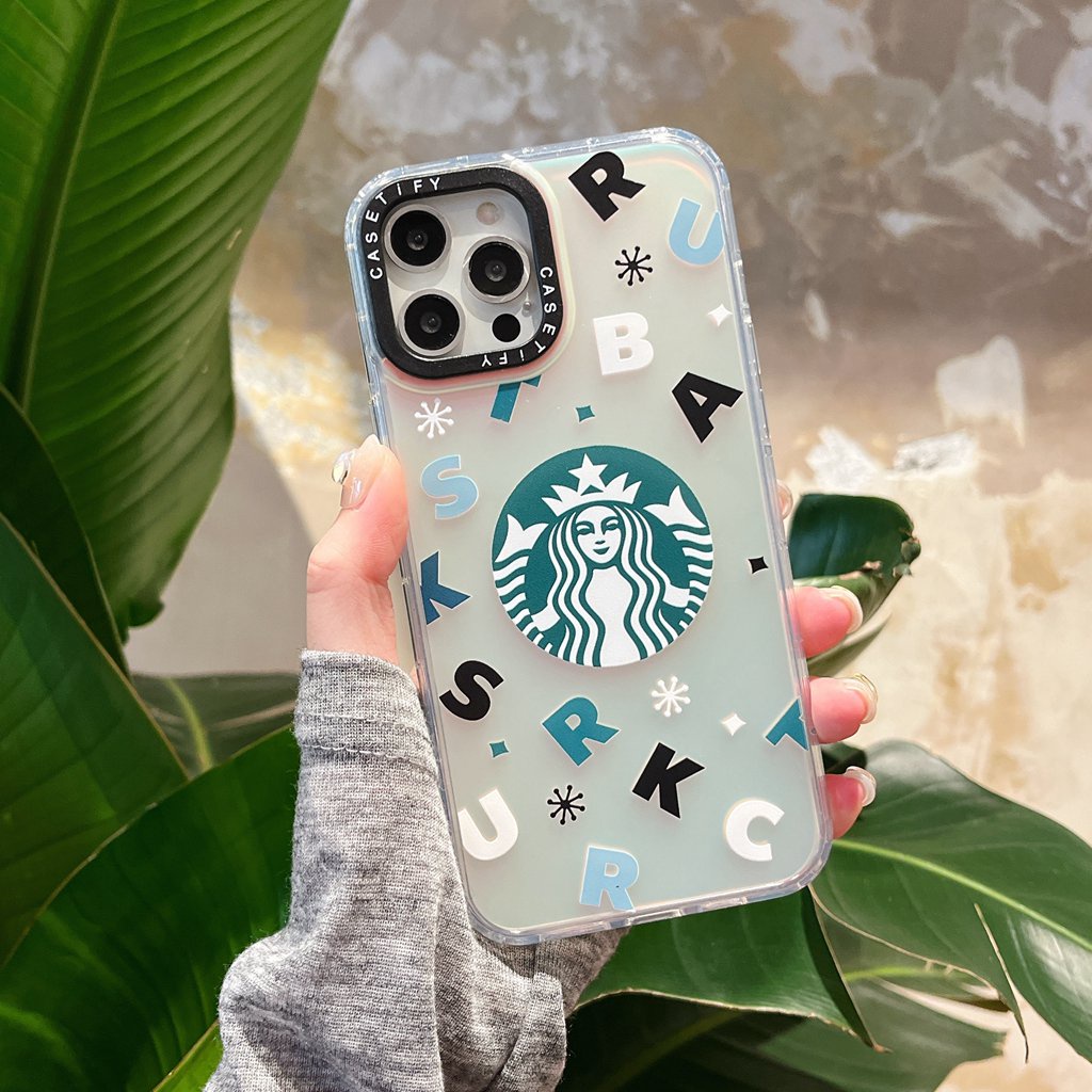 Ốp Điện Thoại TPU Màu Laser Họa Tiết Starbucks Độc Đáo Chống Trầy / Rơi / Bụi Bẩn Cho IPhone 11 13 14 Pro Max XR X / XS XSMAX