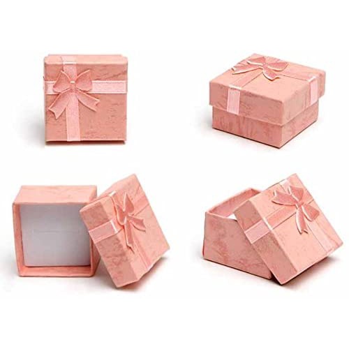 Set 5 Hộp Đựng Trang Sức Hình Vuông 4*4cm Có Đính Nơ