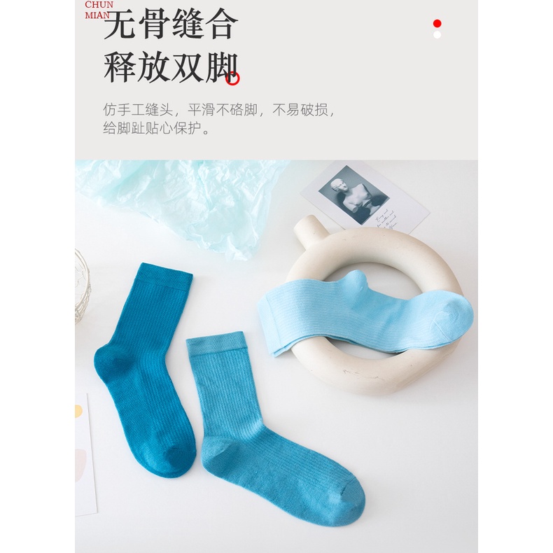 Vớ cotton Họa Tiết Sọc Xanh Phong Cách Mới Cho Học Sinh