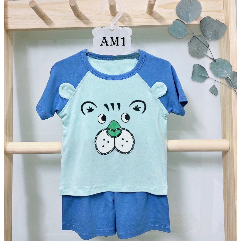 Đồ bộ cộc tay cho bé trai và bé gái chất thun lạnh AM653 , quần áo trẻ em cho bé từ sơ sinh đến 16kg