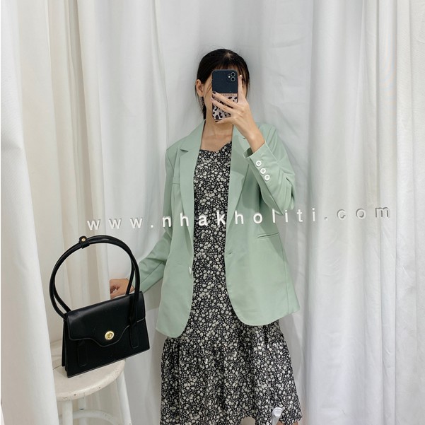 Áo khoác blazer nữ vải cotton đứng form lót demi tông màu Pastel mùa hè- freesize - AKTK038