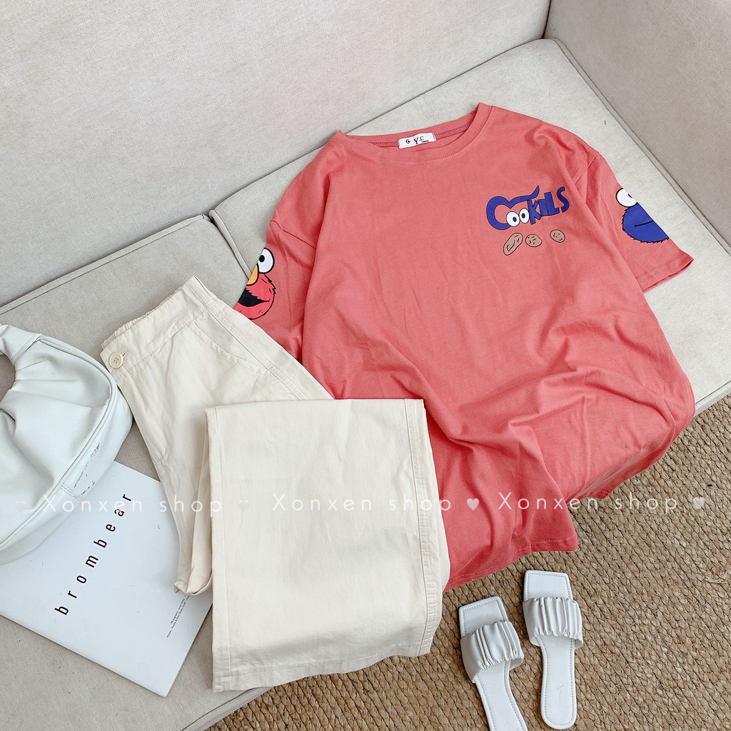Áo thun form rộng in hình Xonxen shop chất cotton thoáng mát free size, mã 9039