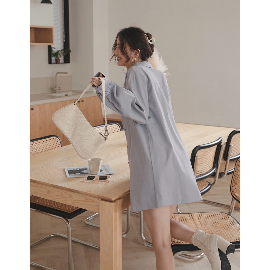 Áo sơ mi dáng dài túi trước nữ Air Space 2131821019