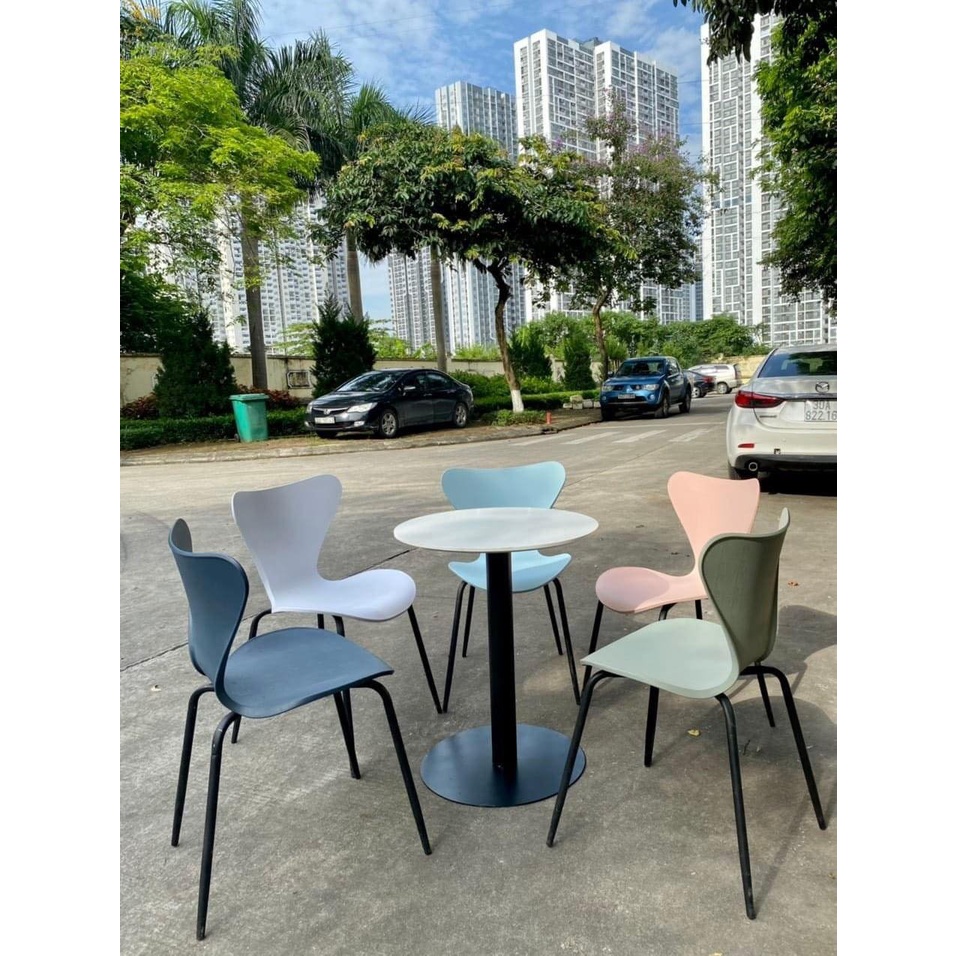 Ghế Nhựa Eames Thiên Nga, Cánh Én Chân Sắt Ngồi Cafe, Làm Việc, Nhà Hàng Mẫu Mới Decor Nhà Cửa