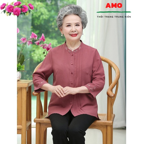 Áo sơ mi cho người trung niên, người già, đũi trơn